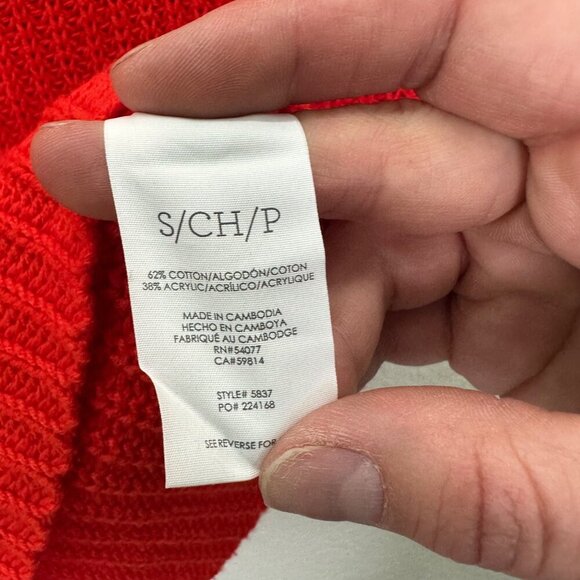 Cabi Ruby Red Knit V Neck Pullover Sweater 5837 Womens size Small - Picture 3 of 5